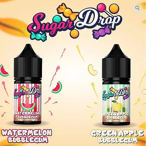 童年 Sugar Drop 西瓜泡泡糖 (30-50mg) 搭配西瓜與泡泡糖意象,呈現出清爽甜美的水果風味。