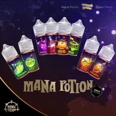 魔法藥劑系列 煙油 (30-50mg) 魔法風格水果香味瓶裝產品,搭配桃子、葡萄、青蘋果等元素呈現童話般繽紛氛圍