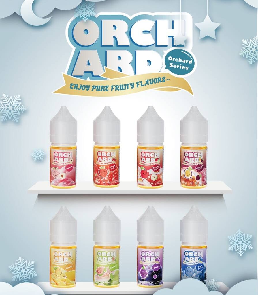 ORCHARD 果園系列 無涼 煙油 (35-50mg) 無涼煙油瓶裝展示,濃郁水果口味不含涼感,適合冬天使用